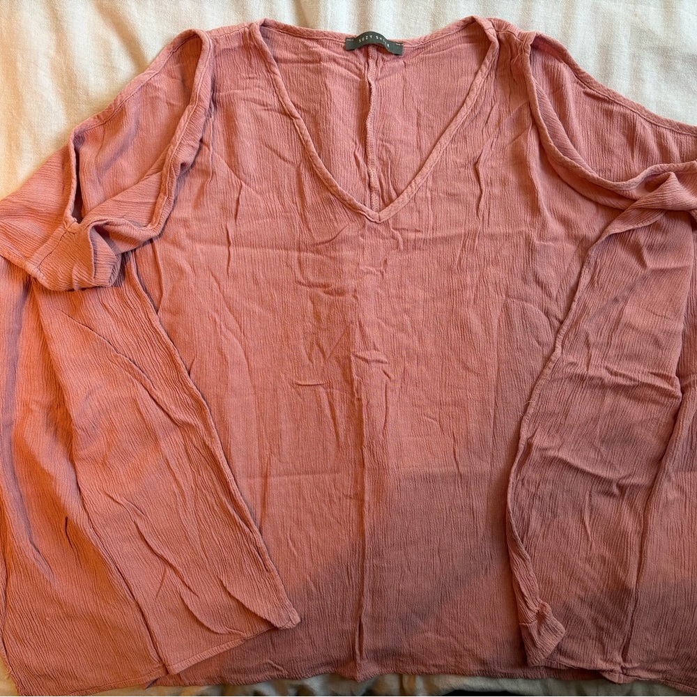 Suzy Shier Dusty Rose Cold Shoulder Blouse - Size L